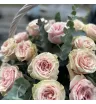 корзина из 33 розовых роз и эвкалипта