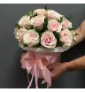 21 розовая роза в шляпной коробке