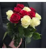 букет из 11 красных и белых роз Эквадор